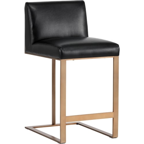 Dean Counter Stool in Black Leather & Brushed Stainless